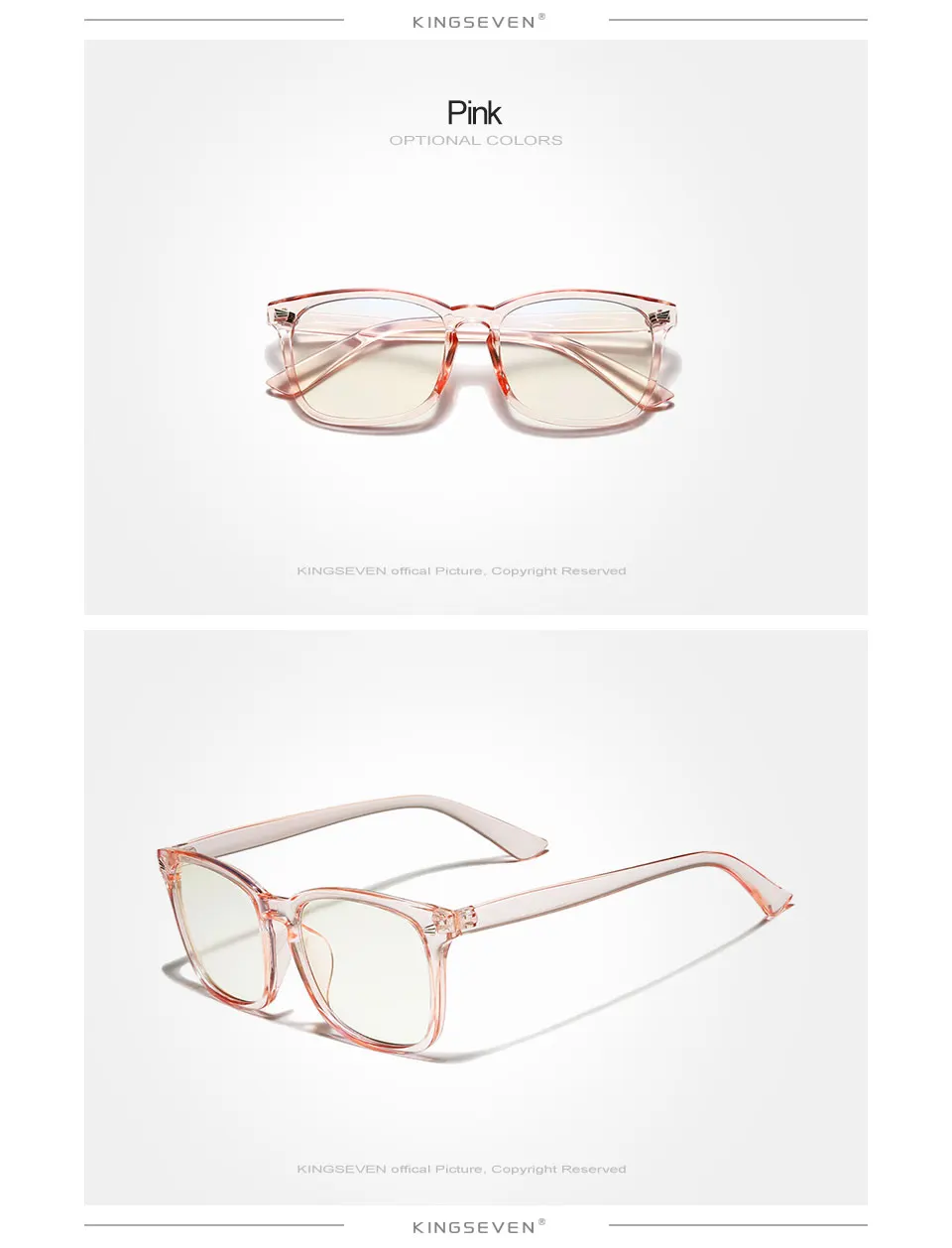 2021 KINGSEVEN Blue Light Blocking Glasses Square Eyeglasses Anti Blue Ray Computer Game Glasses Frame Thanksgiving Activity