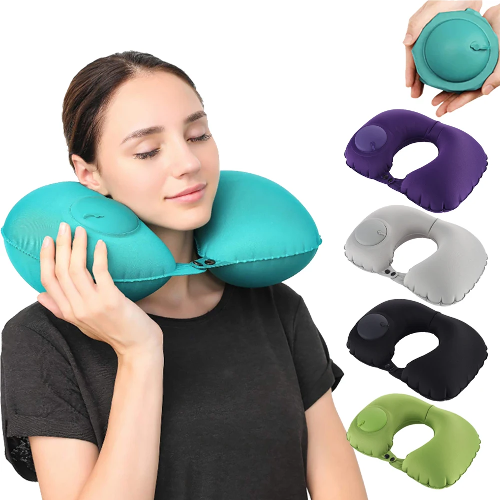 

hammock pillow U-Shape Automatic Inflatable home Travel Pillow Neck Pillow Rest Air Inflatable Pillows Neck Cushion Travel Foldi