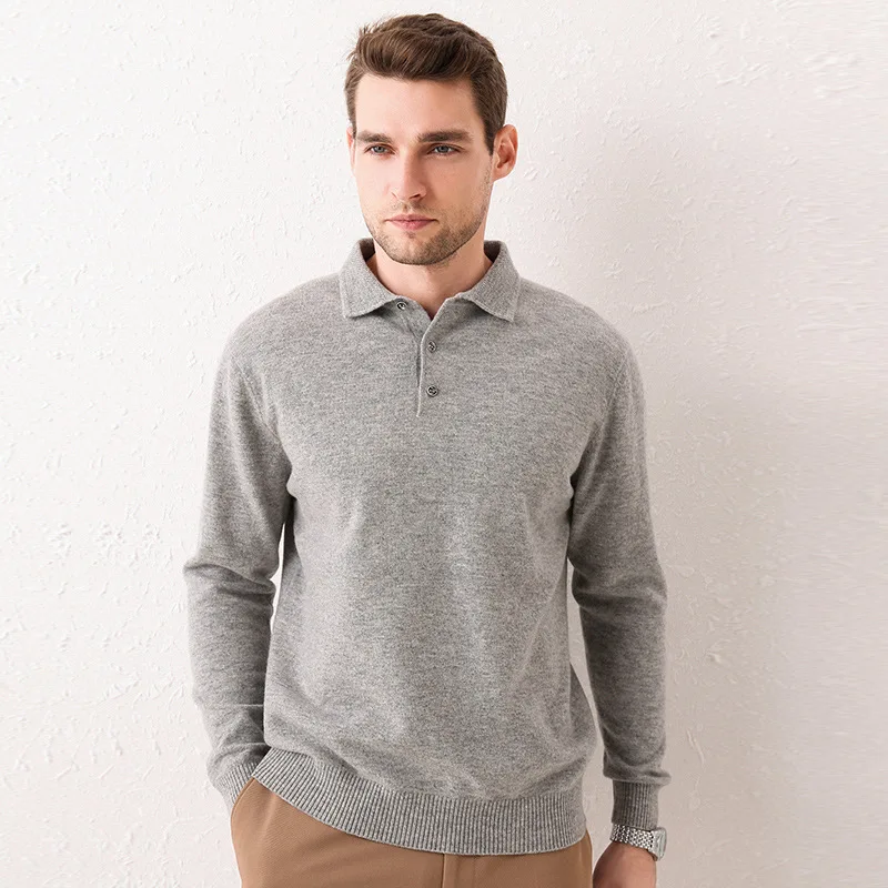 

Autumn And Winter New Style Fold-down Collar Long Sleeve Fully Woollen Sweater Men's Pullover Warm Sweater Casual Loose-Fit Long