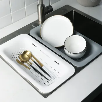 

Collapsible Colander Drain-Basket Adjustable Strainer Over the Sink For Kitchen Vegtable Fruit Colanders Strainers Kitchen Sink