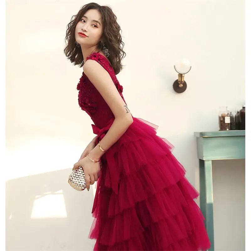 It's YiiYa Cocktail Dress Sexy V-Neck Backless Plus Size Woman Party Dresses Sleeveless Tea-Length Robe Cocktail Gowns E832