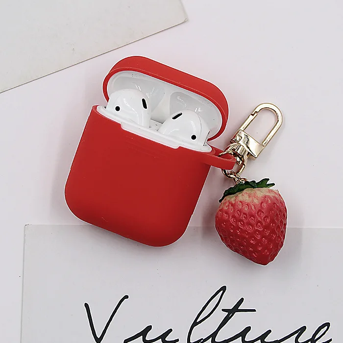 Cute Candy Fruit Decorative Silicone Case for Apple Airpods Case Bluetooth Earphone Protective Cover Bag Case Box Decor - Цвет: 01