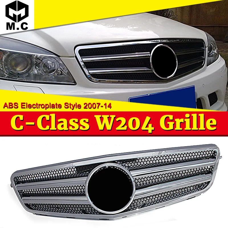 W204 решетка гриль два плавника abs Гальваническое покрытие C63 без знака для MercedesMB C