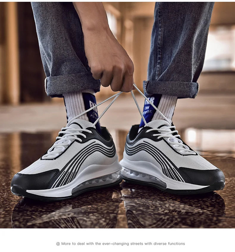 Мужские кроссовки мужская обувь для тренировок с воздушной подушкой Модные Повседневные кроссовки мужская обувь Светоотражающие ночью Большие размеры 46