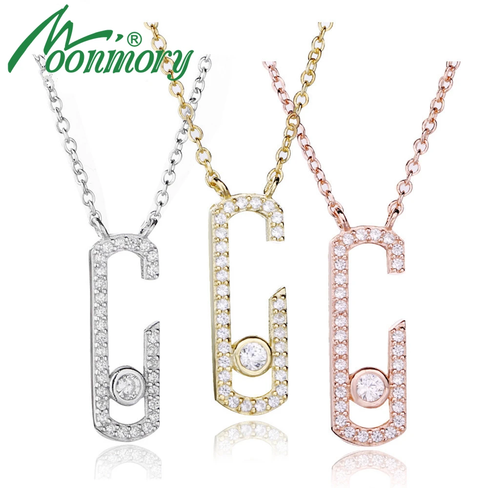 

Moonmory Authentic 925 Sterling Silver Crystal Zircon Jewelry Quartz Authentic Link Chain Pendant Necklace Chains for Women