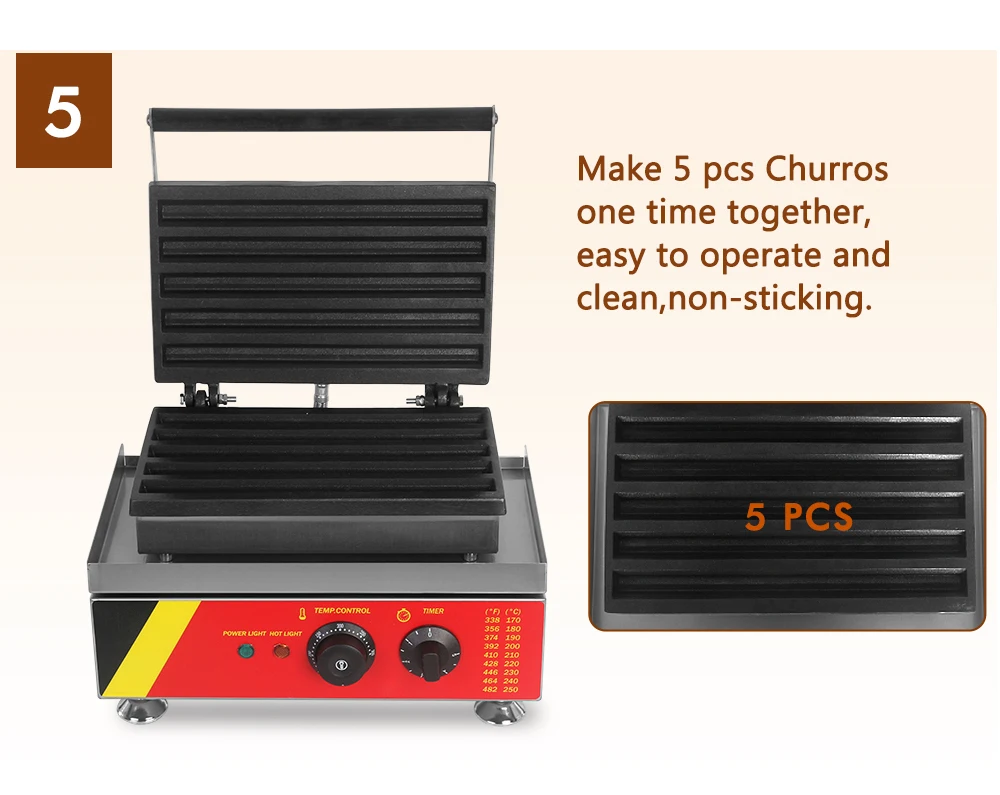 ITOP 1500 Вт Электрический Churros производитель коммерческих Чуррос делая Нержавеющая сталь антипригарное покрытие вафельный латинские фрукты машина ITCM-23