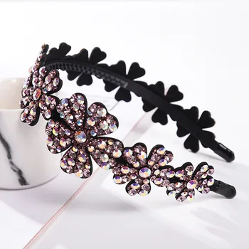 

Ladies Headband Korean Version Fresh Cute Flower Hairband Non-slip Border Color Rhinestone Crystal Girl Hairpin Hair Accessory