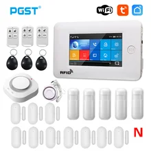 Pgst 433mhz toda a tela de toque sem fio wi fi gsm rfid cartão do assaltante sistema alarme segurança em casa inteligente diy tuya inteligente vida