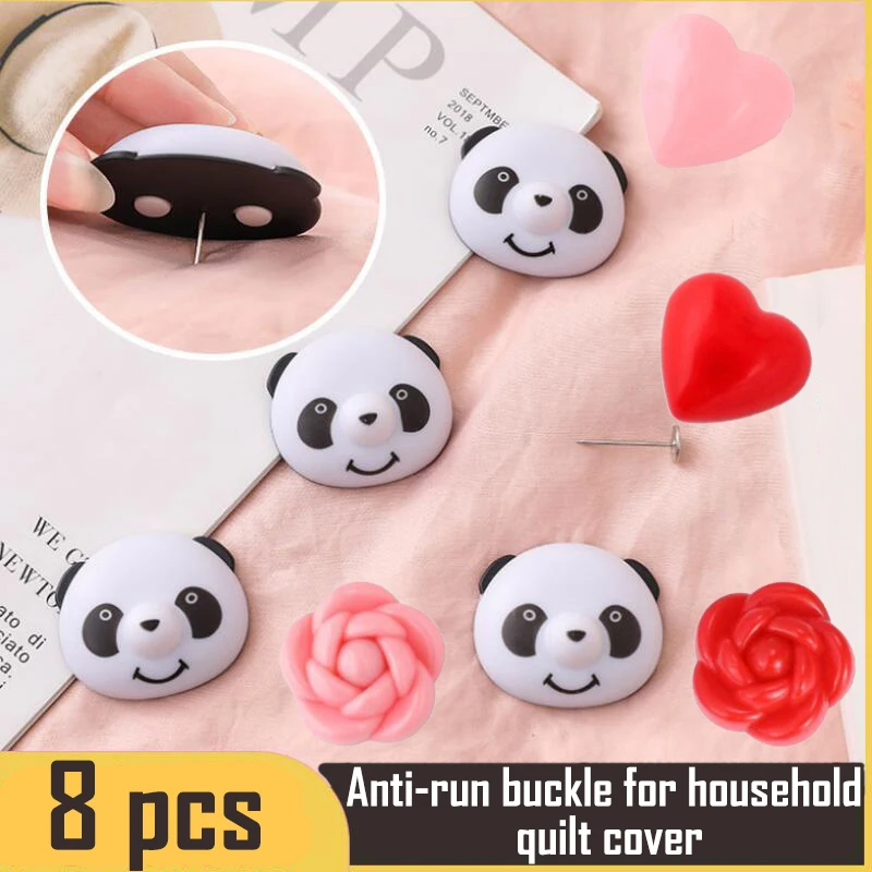 

8pcs Non-Slip Quilt Clip holder Panda Buckle Quilt fastening Cute Bed Sheet Fixer Quilt Cover Magnetic -Move Sheet Clamps