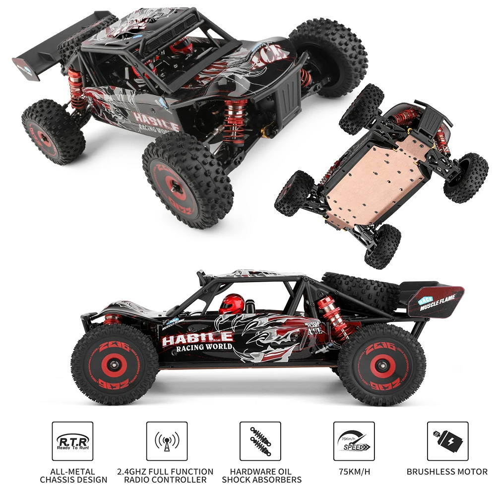 

WLtoys 124016 Brushless Remote Control Car 4WD Off-Road Truck Vehicle Electric Four-Wheel Desert 1:12 Scale Alloy Model