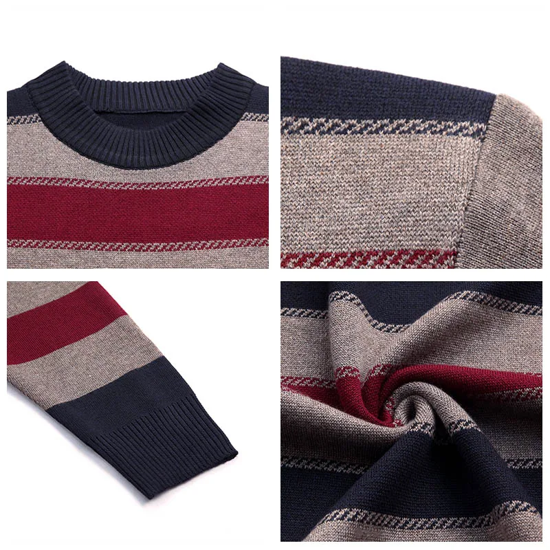 Seller HIYSIZ Brand 2019Winter Streetwear Pull homme knitted casual mensweater O-neck warm striped sweaters winter clothes H3021