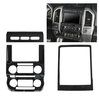 

3Pcs/Set Carbon Fiber Texture Black Dashboard Center Console GPS Cover Trim ABS fit for Ford F150 F-150 2017 2018 2019 2020