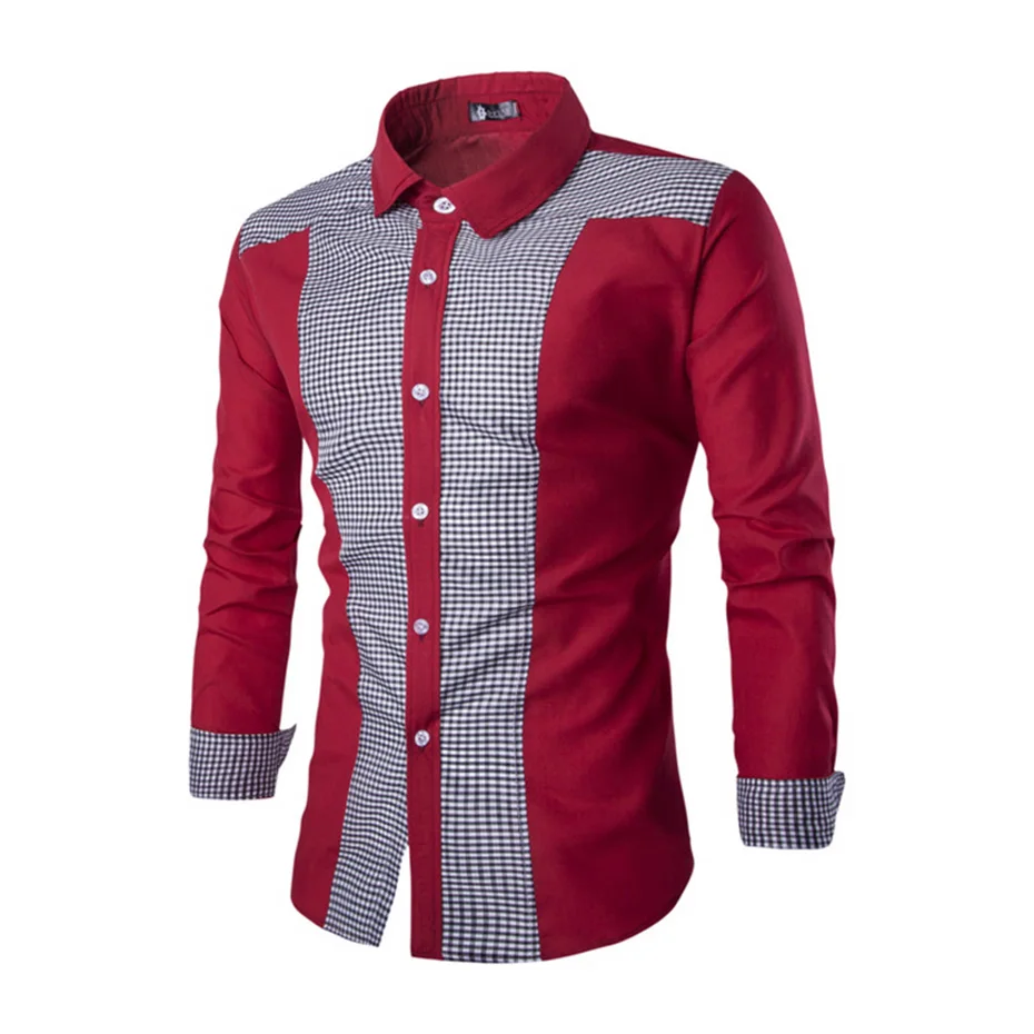 Zogaa бренд модная мужская рубашка Топы с длинными рукавами модные сращивающиеся маленькие грибы мужские рубашки тонкие мужские рубашки 3XL