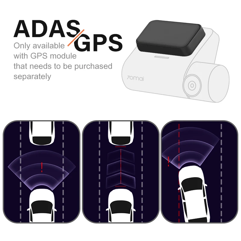 Оригинальный видеорегистратор 70mai Dash Cam Pro GPS модуль D03 ADAS функция определения