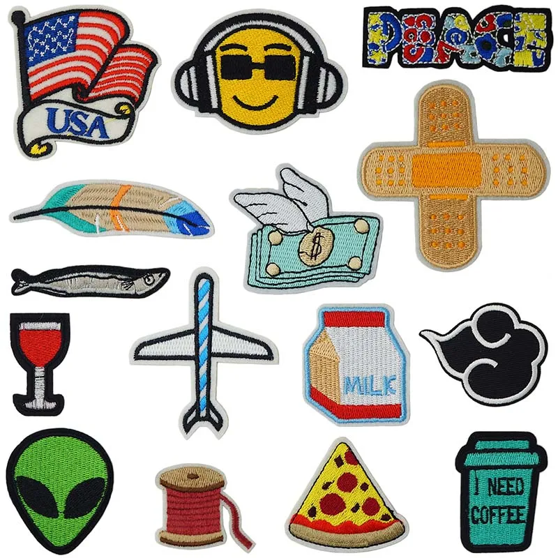 

USA Daily Casual Plane Fur Iron On Patches Sewing Embroidered Applique for Jacket Clothes Stickers Badge DIY Apparel Accessories