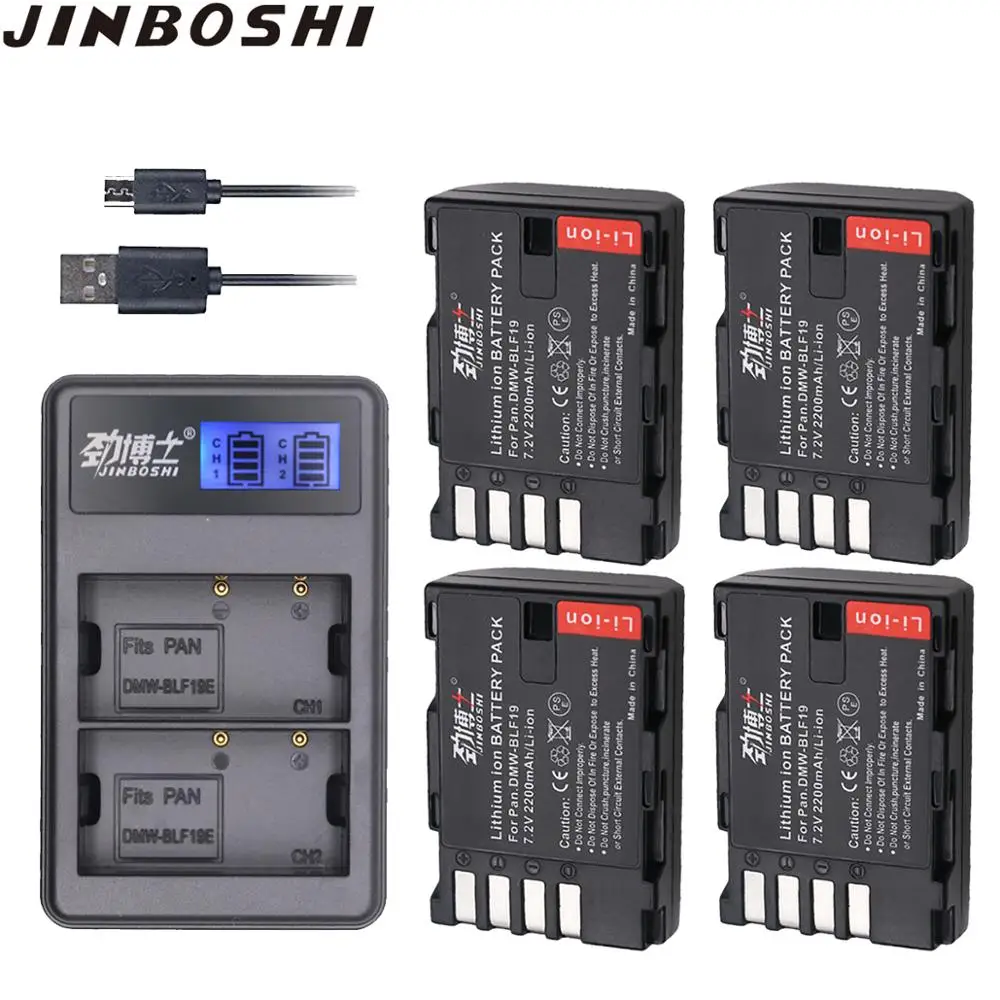 

4Pcs DMW-BLF19E DMW-BLF19 DMW-BLF19PP DMW BLF19 BLF19E Replacement Battery D + Dual USB Charger for Panasonic Lumix GH3 GH4 GH5