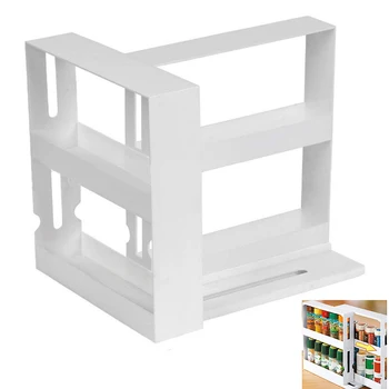 

1Set Bottle Storage White PP Cabinet Multifunction Rotating Jars Spice Rack Kitchen Storage Rack Holder Organizer