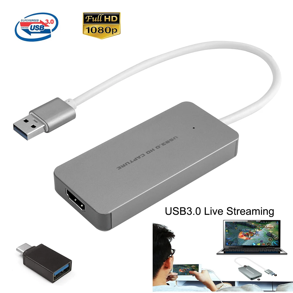 USB 3.0 HDMI Video Capture Card 1080p HD Recorder Game Camcorder Live Streaming