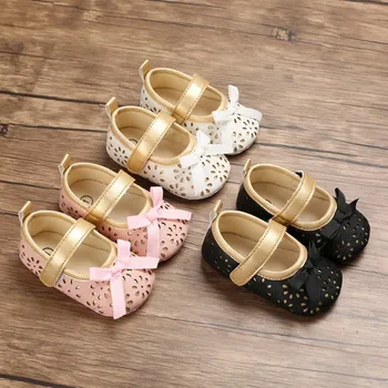 

Baby Girls Butterfly-knot Anti-Slip Leather Princess Shoes Sneakers Toddler Kids Soft Soled First Walkers Shoes For Baby 0-18M