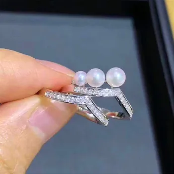 

Simple Big Pearl Rings Settings Women DIY Pearl Rings Holder S925 Sterling Silver Pearl Jewelry Findings