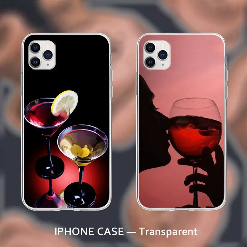 

Red wine giass Transparent soft case cover case for iphone se 2020 6 6s 7 8 plus x xs max xr 11 12 pro max coque