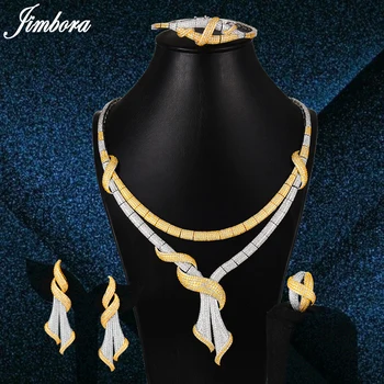 

GODKI Luxury Elegant Necklace Bangle Earrings Ring 4PCS Women Bridal Wedding Jewelry Sets Luxury Cubic Zircon Party Show Jewelry