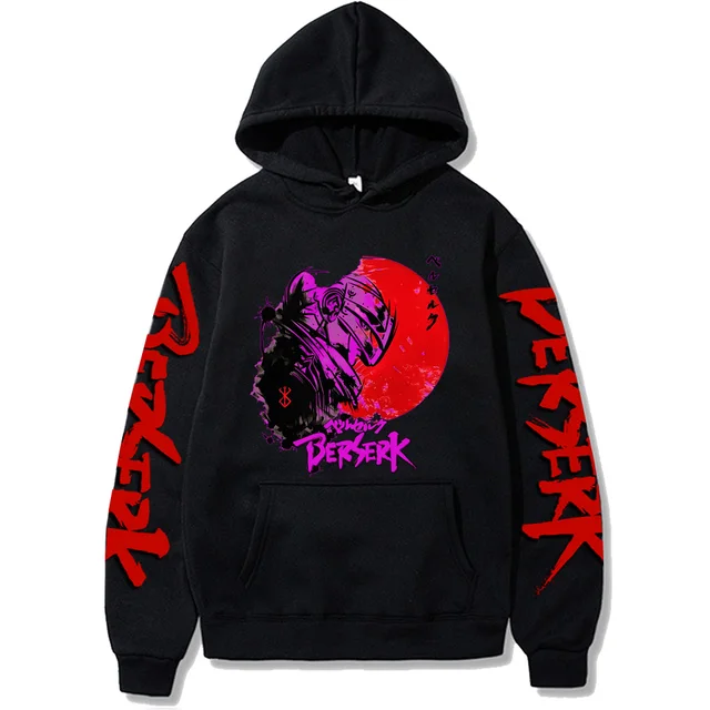Anime Hoodie Berserk Harajuku Guts Eyes Manga Hoodies Sweatshirt Graphic Winter Pullover Fashion Long Sleeve Men/Women Hoody Black2