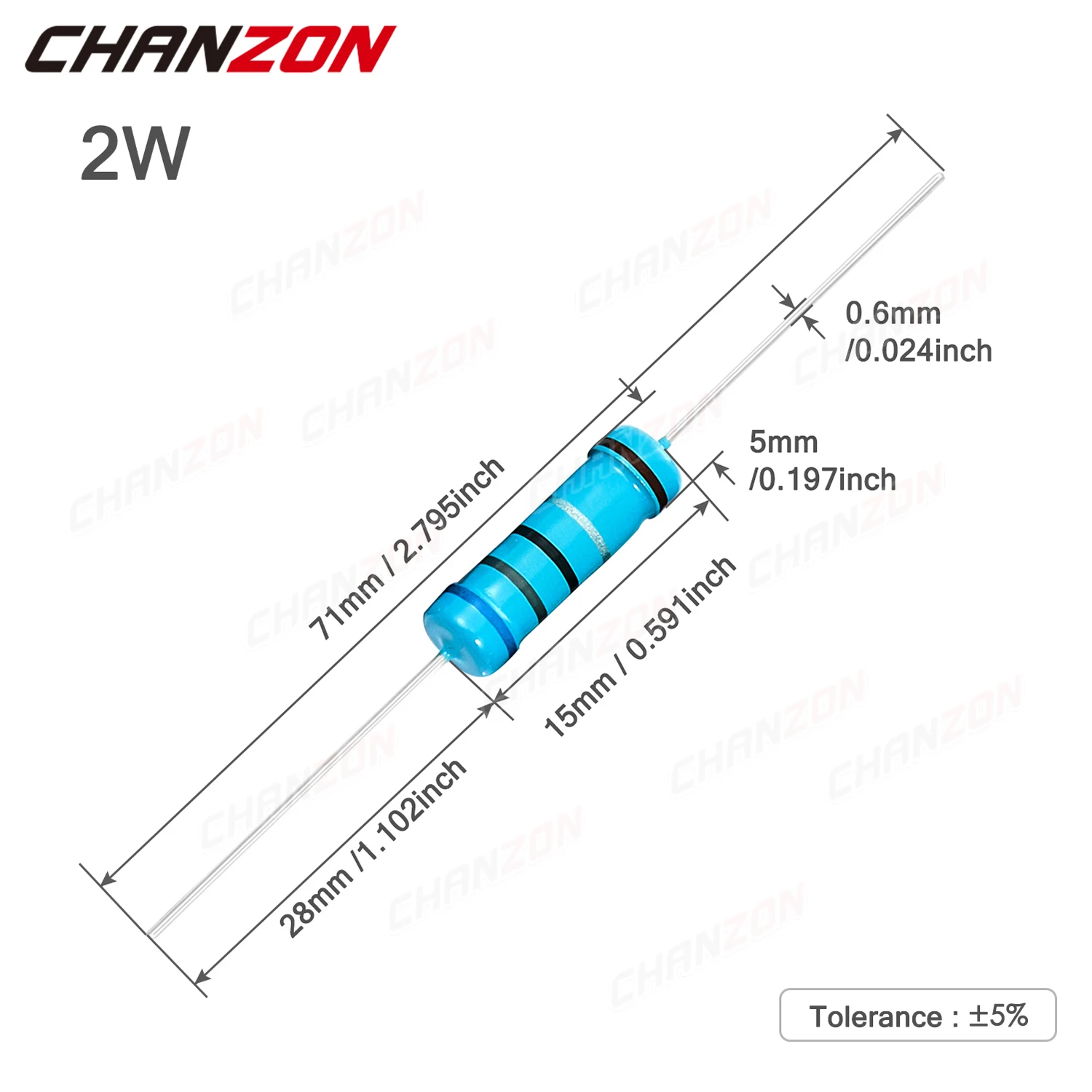 30 Werte x 5 Stück 2 W 1 % Metallschichtwiderstände-Set, 150 Stück, 1 Ohm – 1 M Ohm, 2 Watt, hochpräzises MF-Sortiment mit festem Widerstand – Detail 2