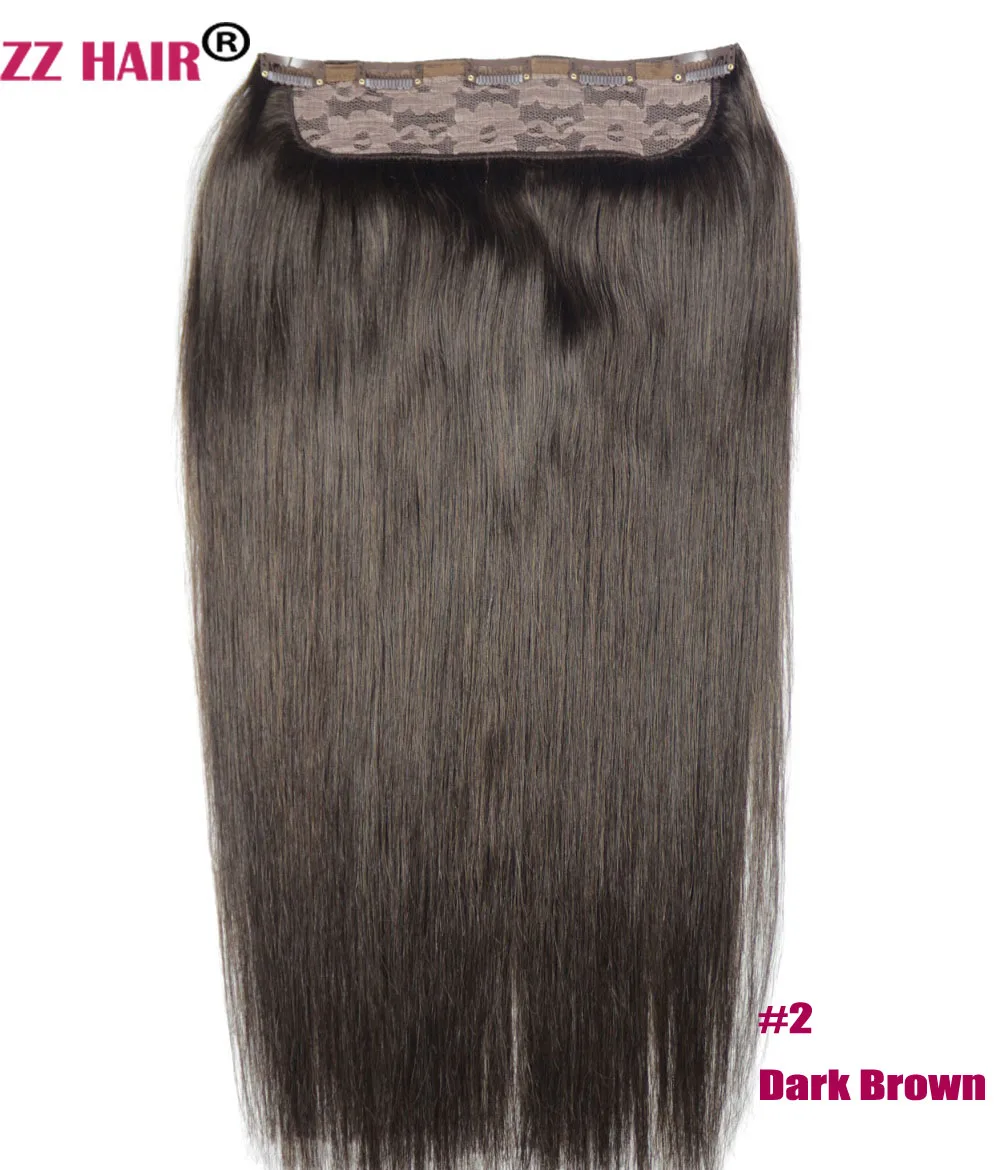 ZZHAIR 80 г 100 г 16 "18" 20 "Искусственные волосы одинаковой направленности волос один кусок набор 5 зажимов в 100% человеческие волосы для наращивания