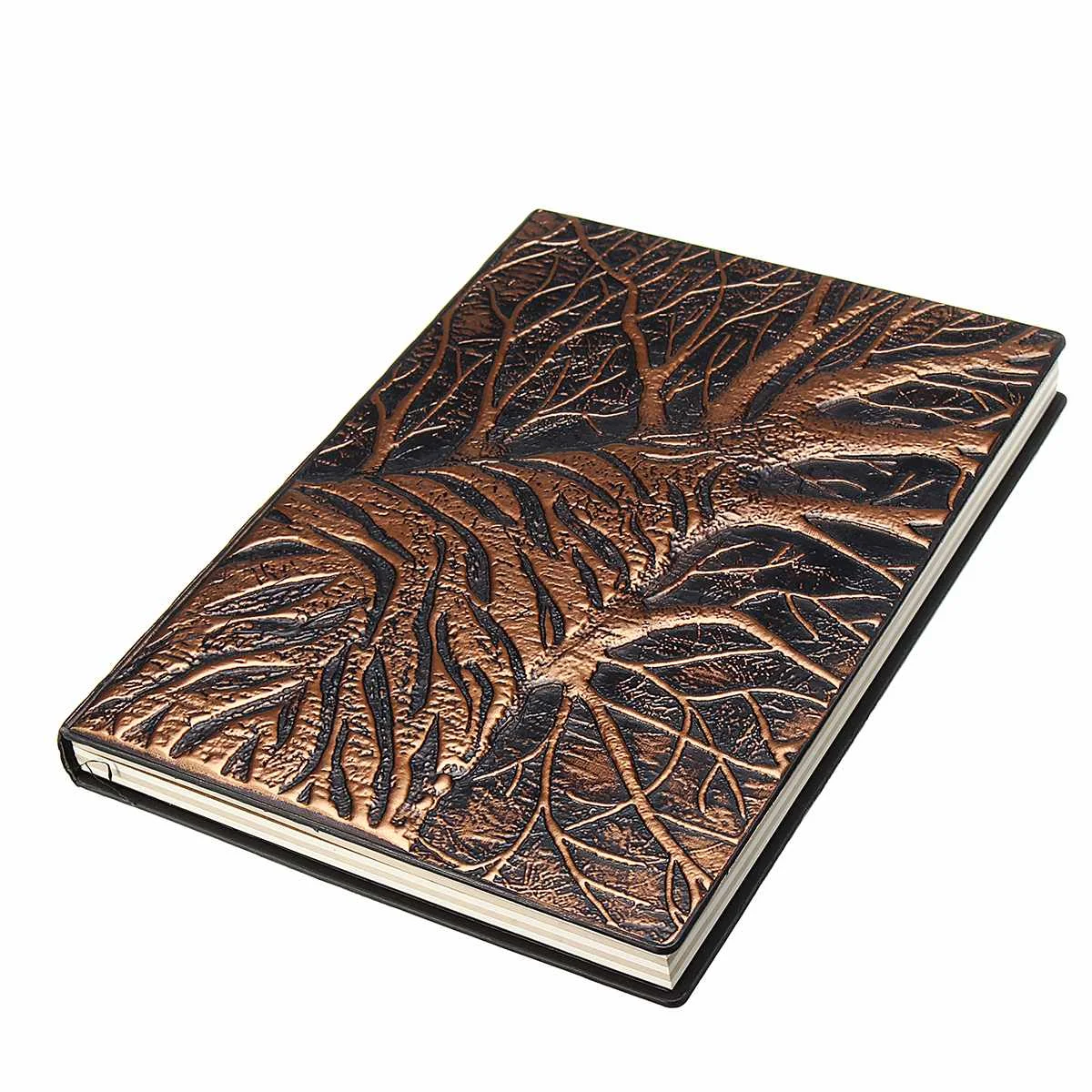 A5 Ретро пустой внутри блокнот с твердой обложкой тиснением дерево кожаный рельеф путешествия ноутбук