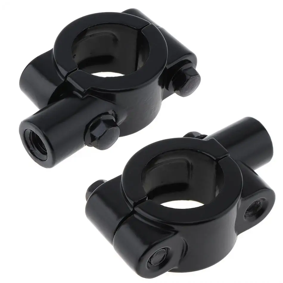 Motorcycle Mirror Motorcycle Mirrors Motorcycle Mirror Mount Motorcycle Mirror Bracket Pair 7/8" Inch 22mm 25mm Handlebar 10mm 8mm Thread Motorcycle Mirror Mount Clamp Rear View Mirror Holder Adapter Silver Black