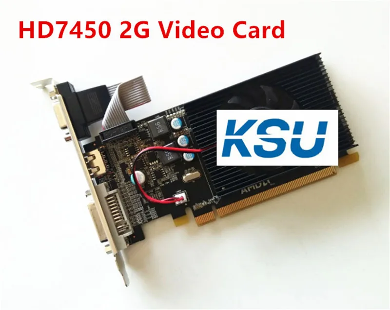 Видеокарта pci express HD7450 2 Гб DDR3 64 бит VGA + DVI HDMI LP видеокарта для AMD radeon бесплатная