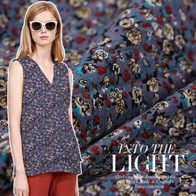 pure silk fabric 114cm wide 16MM Floret Printing Real Dress Dress Jacket Cloth Mulberry