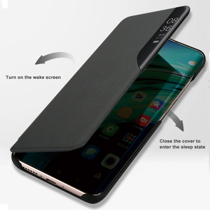 Phone Case For Xiaomi MI 10 Case 6.67" Mirror Smart View Flip Cover For Xiaomi Mi 10 Global PU Leather Case Window Case