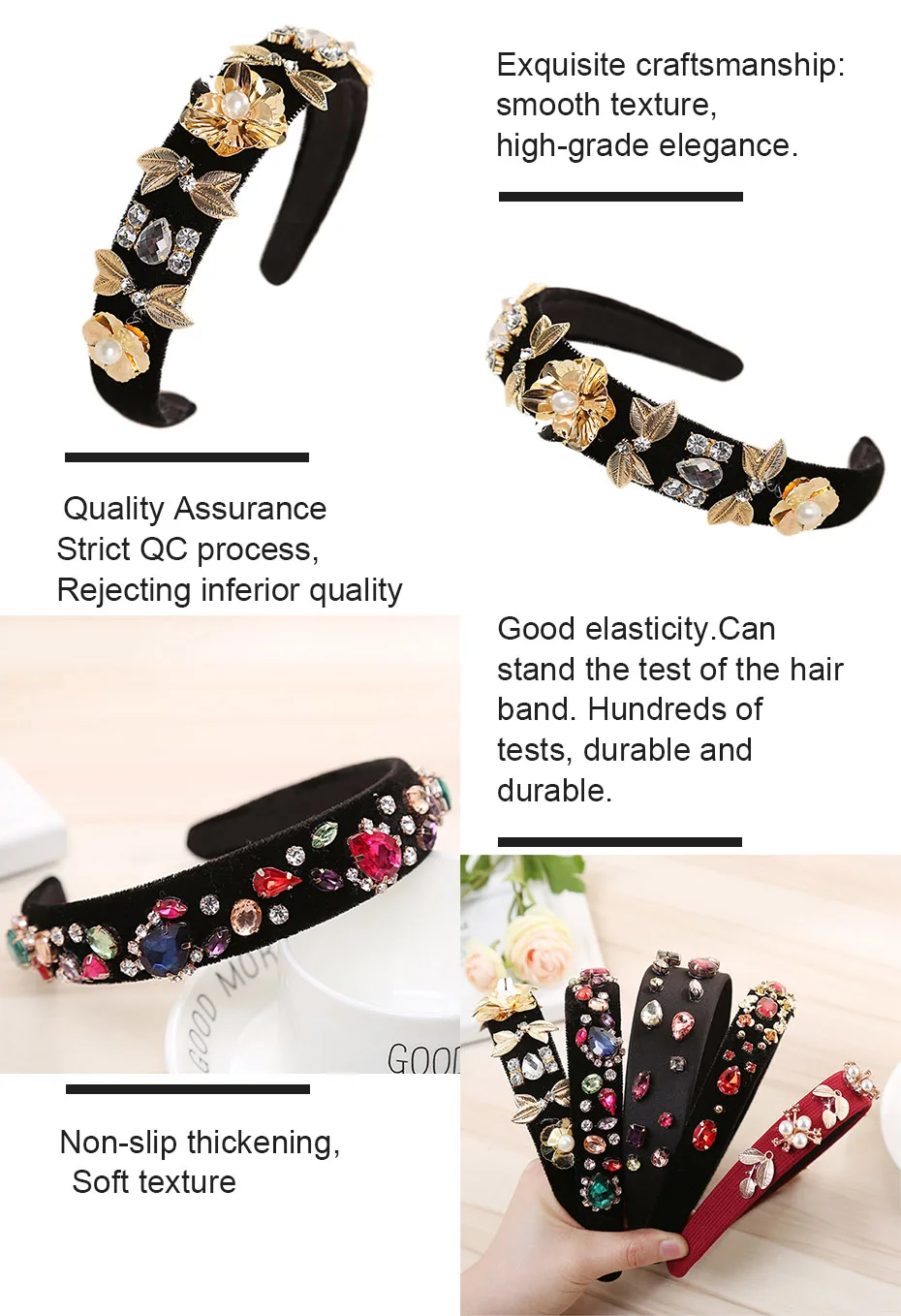 LEVAO Rhinestone Pearl Hairband Bohemia Headband Bezel Turban Women Lady Elegant Girls Hair Accessories Headwear New Head Hoop