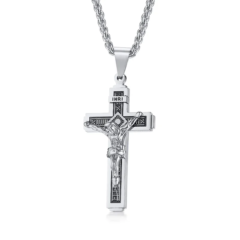 

2022 Fashion Stainless Steel Material Jesus Cross Pendant Europe And America Style And Personalized Necklace Suitable For Men