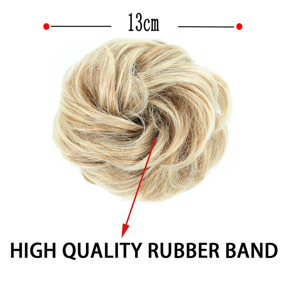 MERISIHAIR Synthetic Girls Curly Scrunchie Chignon With Rubber Band Brown Gray Hair Ring Wrap On Messy Bun Ponytails