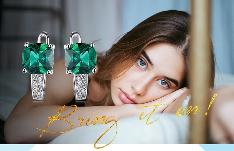 JewelryPalace подушки 3.1ct искусственный зеленый изумруд клип на серьги 925 пробы серебро ювелирные украшения для женщин Интимные аксессуары