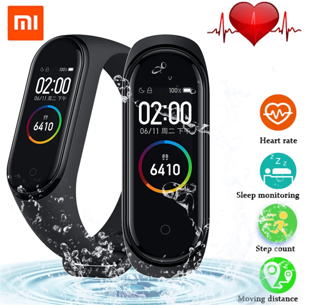 Оригинальный Смарт-браслет Xiaomi Mi Band 4 фитнес-браслет с пульсометром цветной