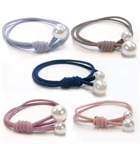 5Pcs/lot Girl Sweet Cute Pearl Colorful Elastic Hair Band Ropes Ponytail Rubber Scrunchies Kids Accessories |