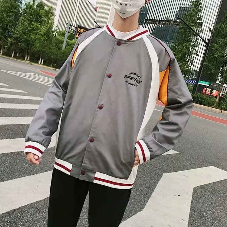 

MEN'S Wear Pure Cotton Mixed Colors Contrast Color Jacket INS Super Fire Different Flow Light Jacket