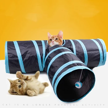 

Foldable Pet Cat Tunnel 3 Holes Pet Tube Collapsible Play Toy S-type Indoor Outdoor Kitty Puppy Training ToysTube Animals Play