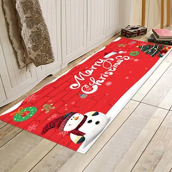 

2020 Christmas Printed Flannel Floor Mat Doormat Bathroom Carpet Bath Latex Anti-Slip Rug Bedroom Kitchen Entrance Floor Mats