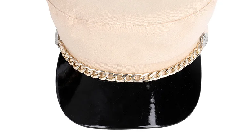 Новинка года; модная женская Повседневная плоская шляпа; Высококачественная цепочка с украшением в стиле газетчика; шляпа в винтажном стиле; Женская Весенняя шапка из лакированной кожи