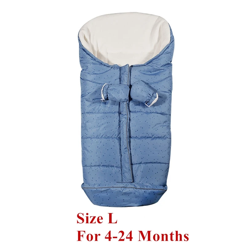Blue L(4-24M) Новинка года; Детские спальные мешки для коляски; зимний теплый конверт для новорожденных детей 0-24 м; ветрозащитные спальные мешки-коконы для младенцев - Цвет: Blue L(4-24M)
