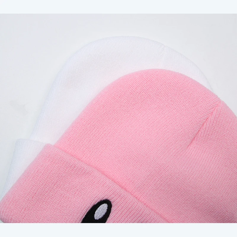Knitted Hat Knitted Cap Embroidered Beanies Knitted Beanie Cotton Beanie Skullies Beanies Cotton Hat Winter Hat Fashion Beanies Knitted Beanies Hats Cartoon Cute Smiling Face Embroidery Cap For Autumn Winter