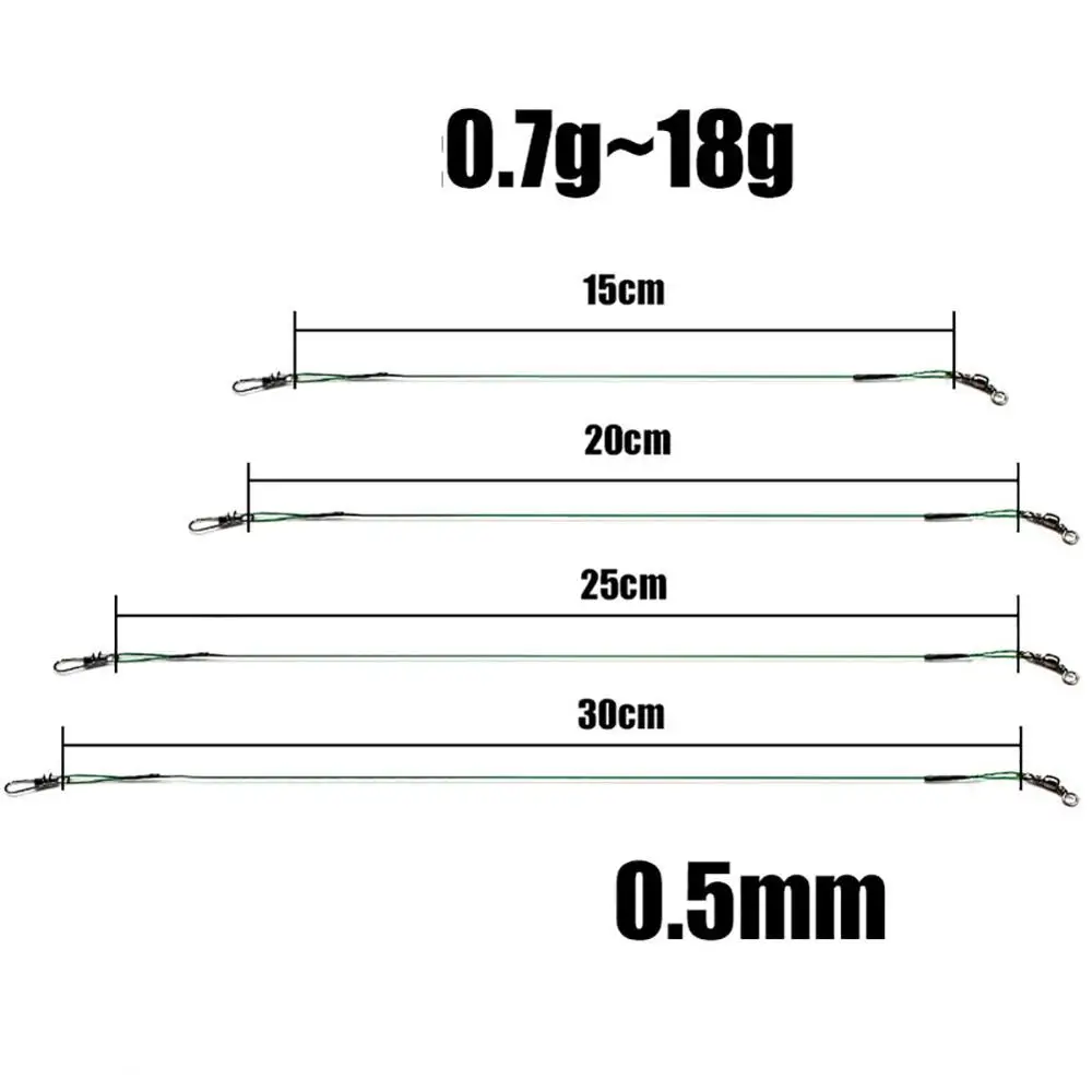 20pcs 15/20/30cm Stainless Steel Wire Leader Fishing Leash With Swivel Anti-bite Line Leadcore For Lure Accessories Pike