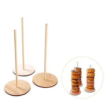 

New 3Pcs Wooden Doughnut Holder Donut Stand Donut Wall Display Holder Simple Household Birthday Party Supplies Decoration
