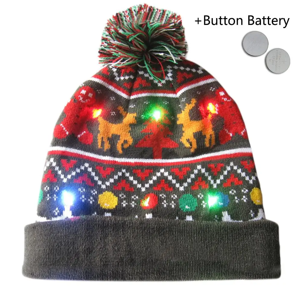 Год, светодиодный светильник, рождественские шапки, вязаный свитер, Рождественский светильник, вязаная шапка для детей и взрослых, для рождественской вечеринки - Цвет: 08