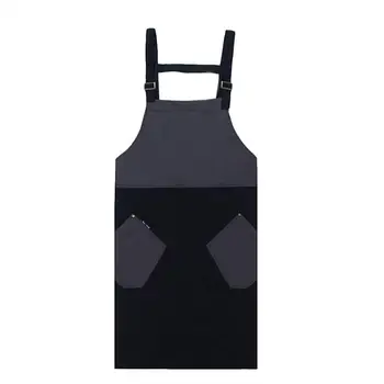 

Fashion Sleeveless Apron Suspender Apron Protective Working Clothes Serving Aprons for Home Cafe Barber Shop (Purple Gray)